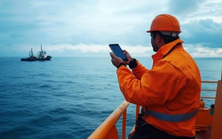 maritime-worker-utilizing-smartphone-communication-navigation-sea-calm-weather